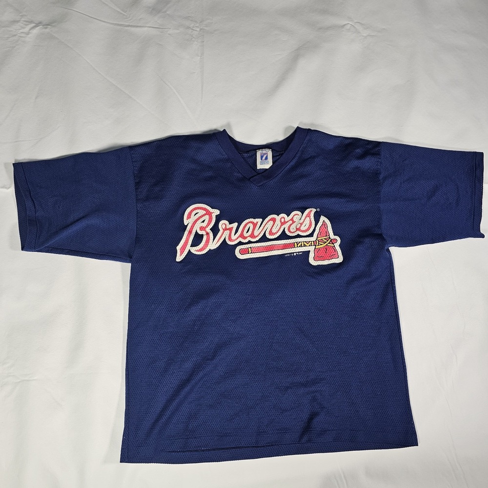 Vintage Atlanta‎ Braves Logo 7 Jersey Mens Large Blue MLB USA Made 1997